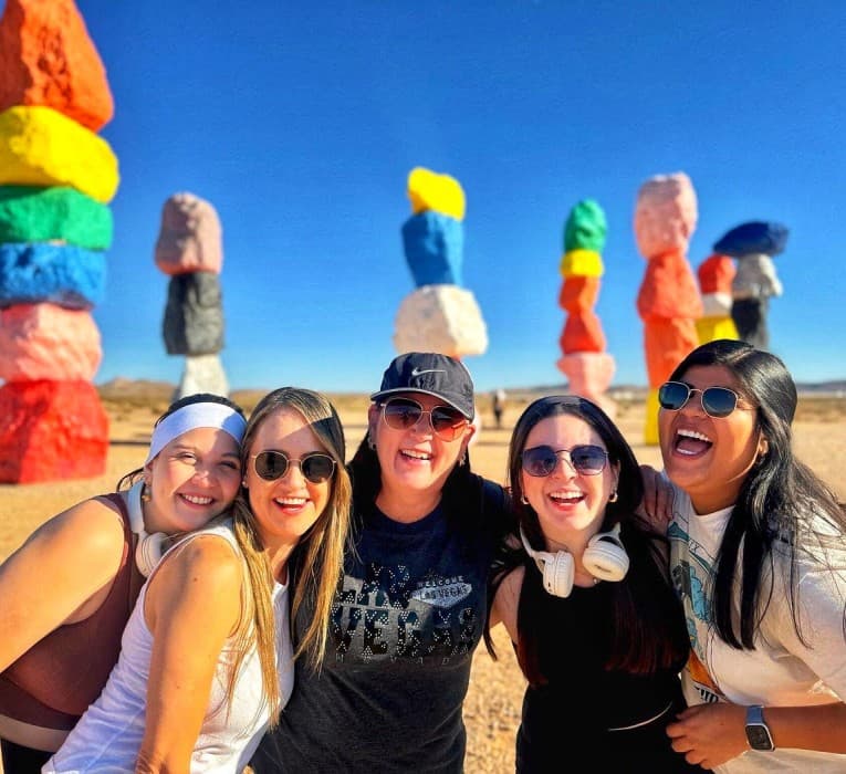 A group of girls near 7 Magic Mountains